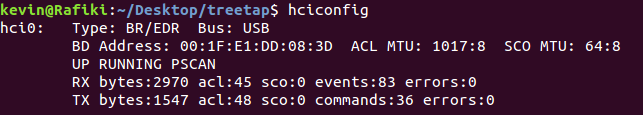 hciconfig output